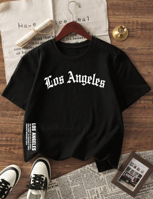 Men's New Los Angles Printed Letter Drop shoulder.