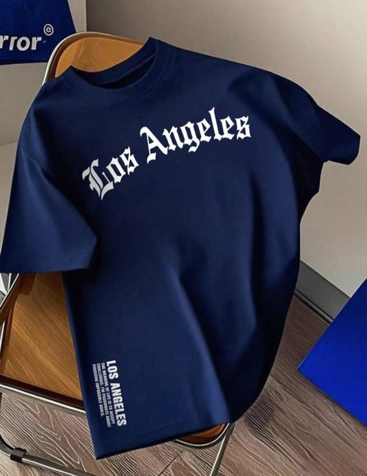 Men's New Los Angles Printed Letter Drop shoulder.