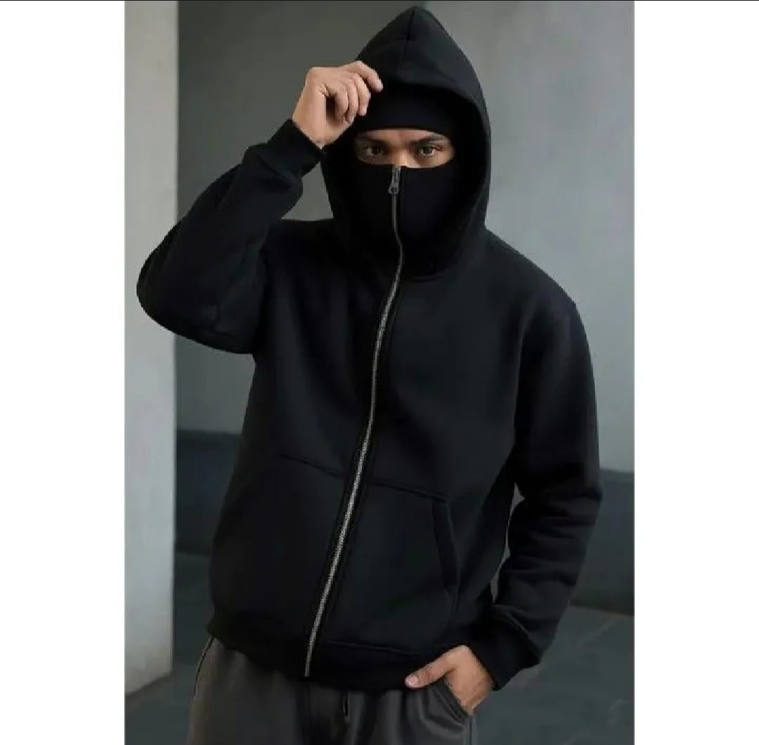 Men's New Balaclava Zipper Hoodie.