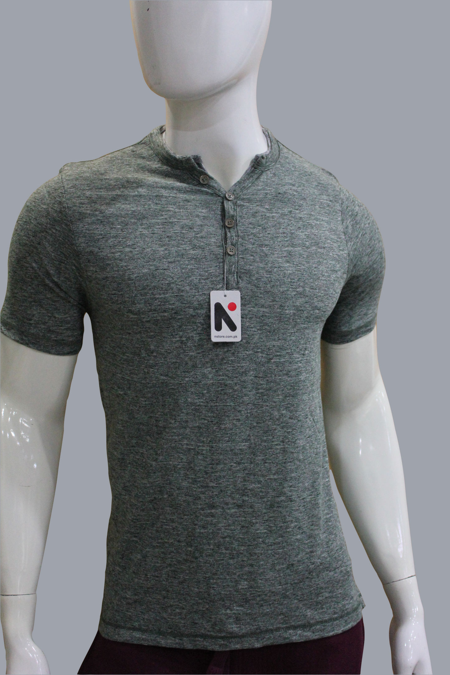 Men's Summer Smoky Green Henley T-Shirts