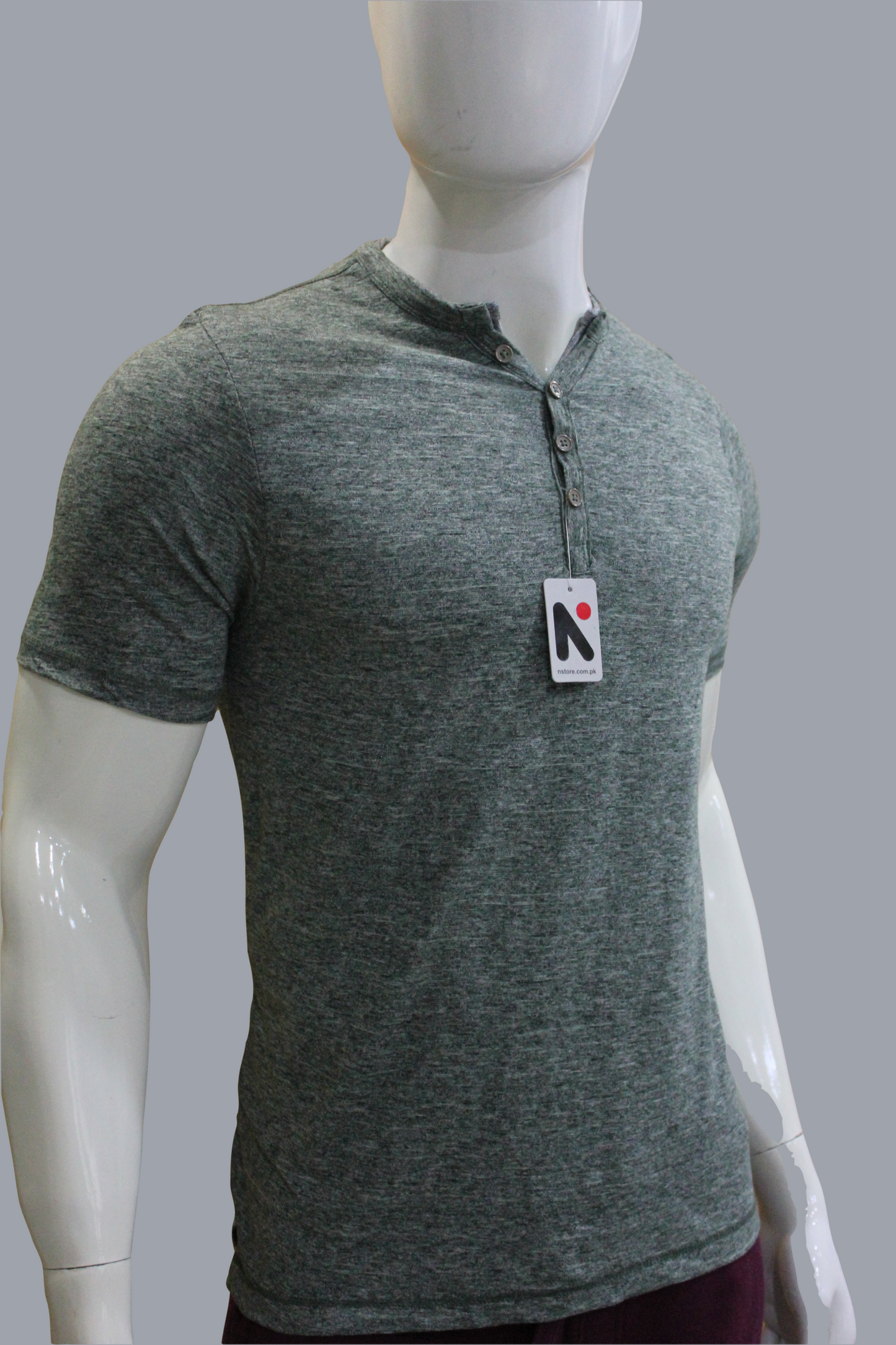 Men's Summer Smoky Green Henley T-Shirts