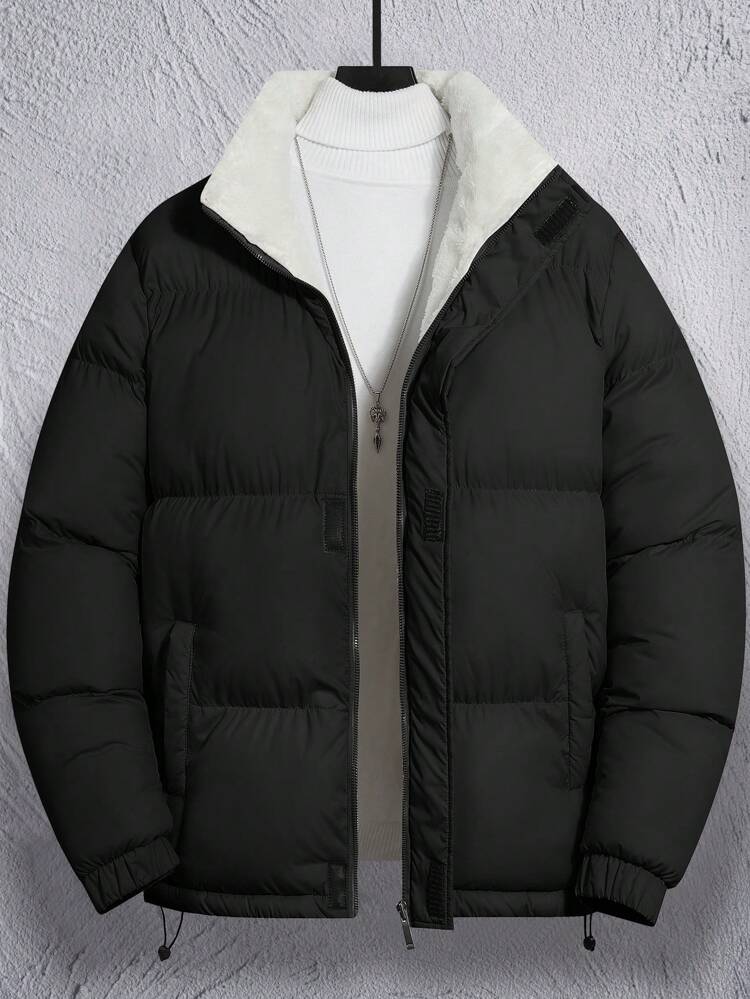 Homme Thermal Lined Padded Full Sherpa Fur Unisex Puffer Jacket.