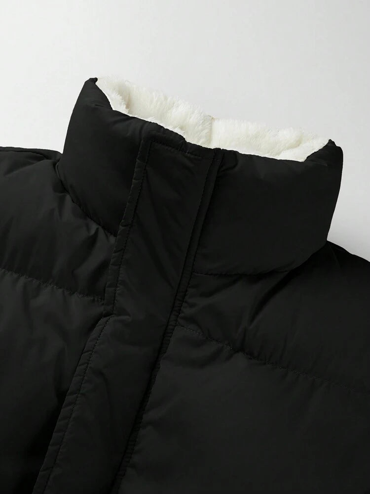 Homme Thermal Lined Padded Full Sherpa Fur Unisex Puffer Jacket.