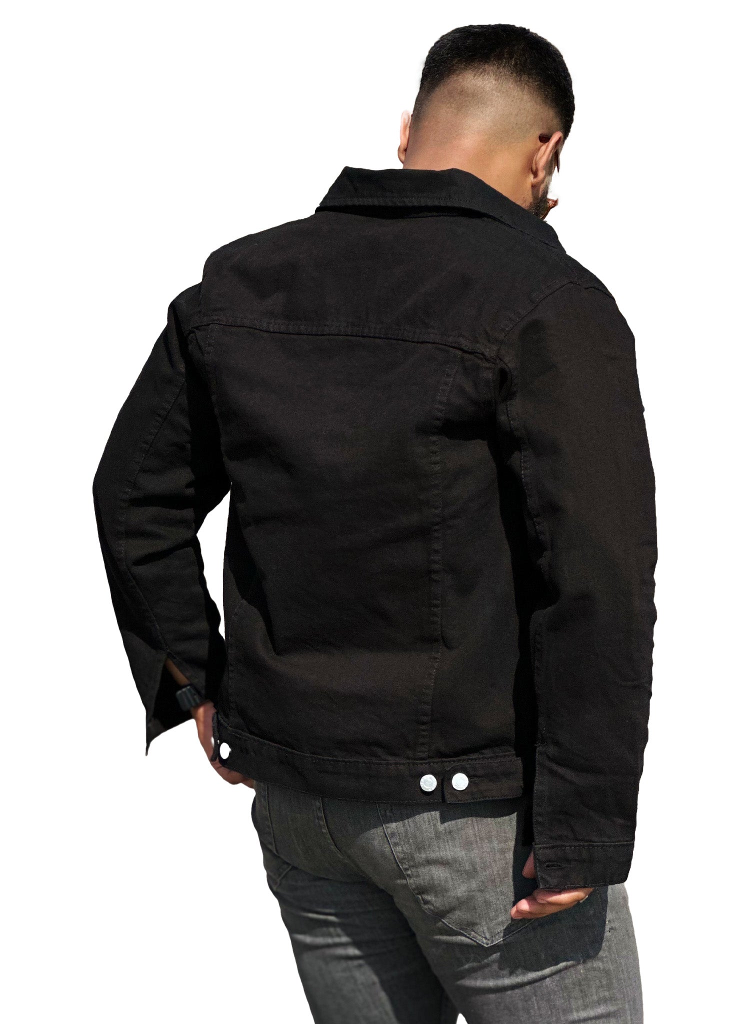 Men s Hypemode Loose Casual Long Sleeve Black Denim Jacket