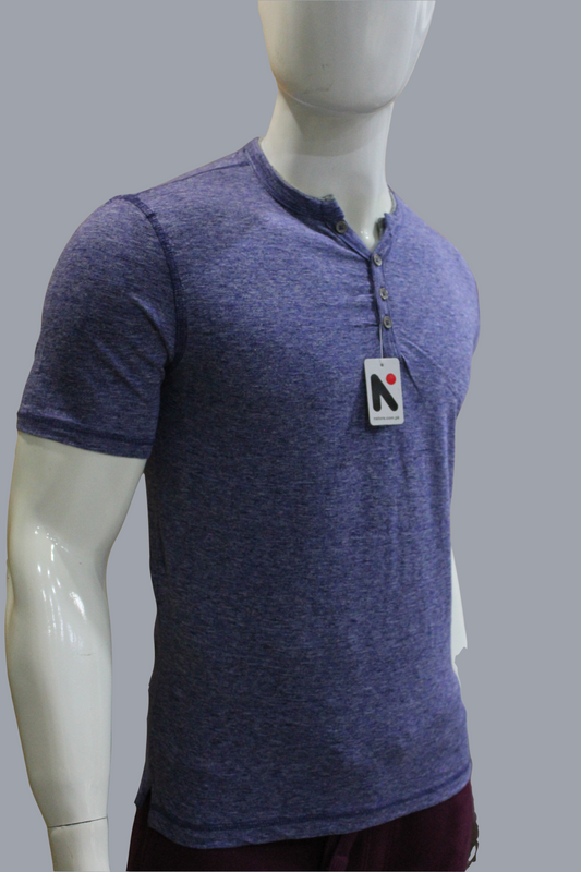 Men's Summer Smoky Blue Henley T-Shirts