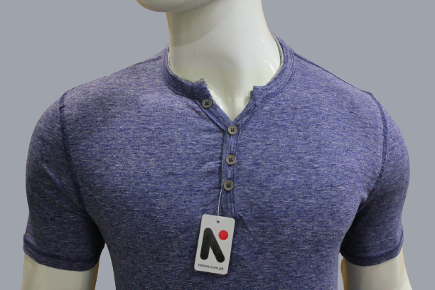 Men's Summer Smoky Blue Henley T-Shirts