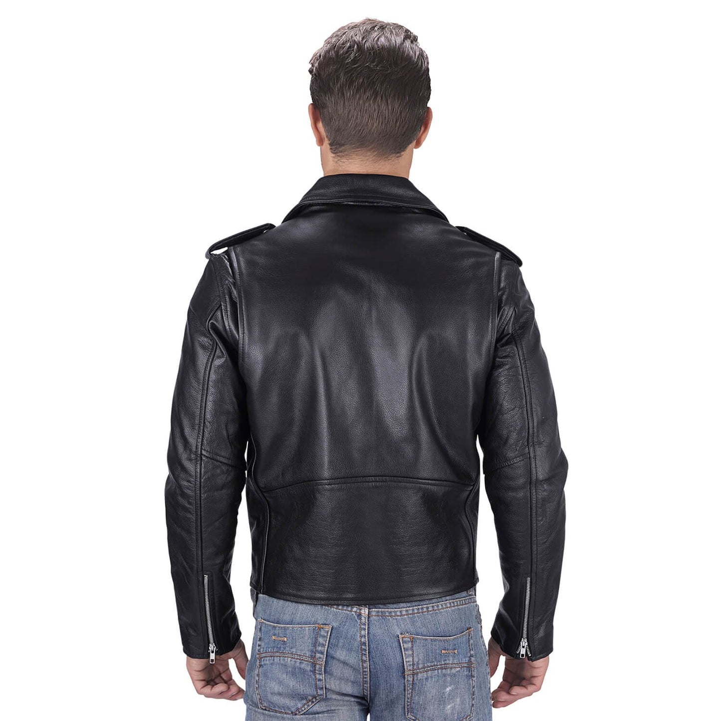 Men's Brando Style Biker Leather Jacket