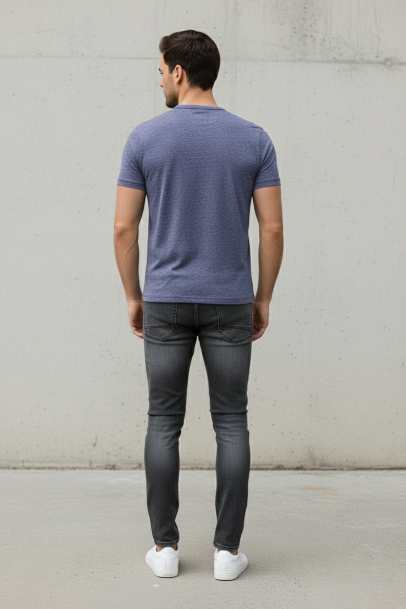 Men's Summer Smoky Blue Henley T-Shirts
