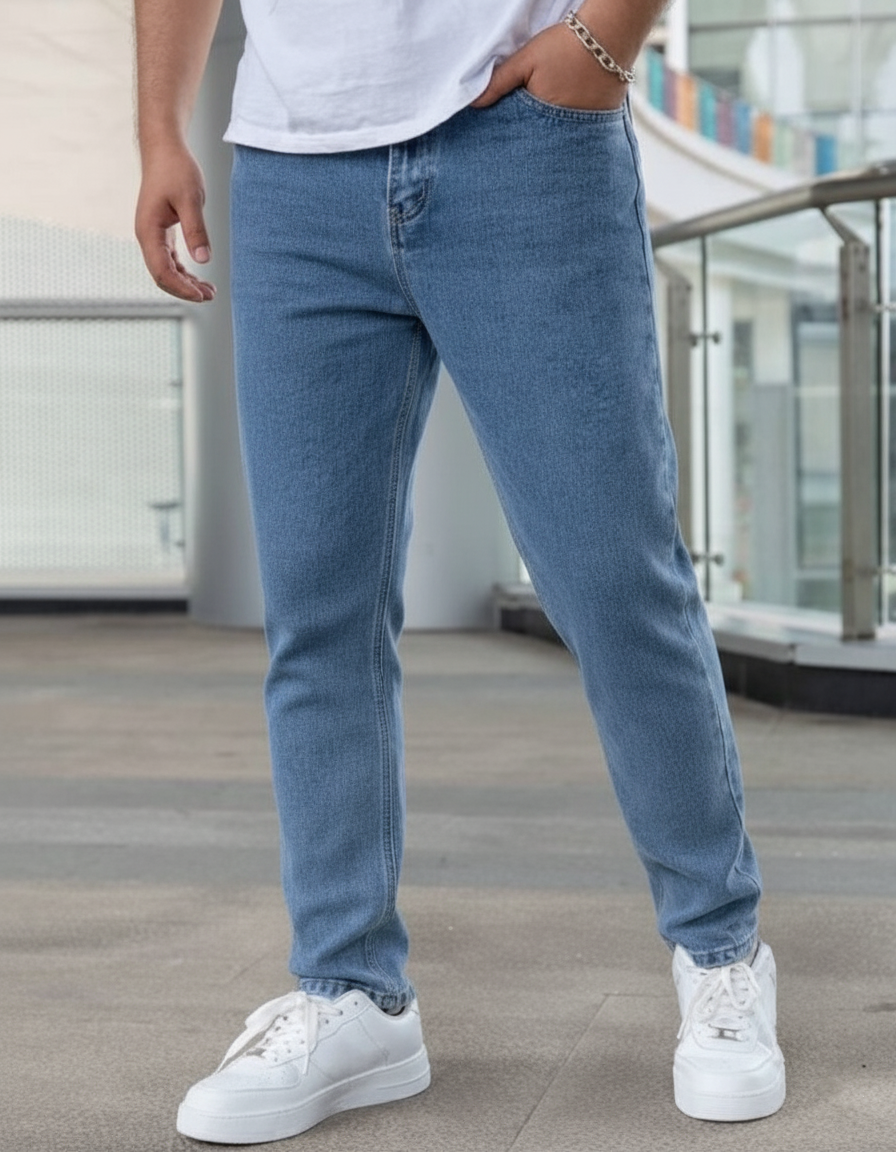 Men's Casual Skinny Fit Straight Leg Jeans With Pockets