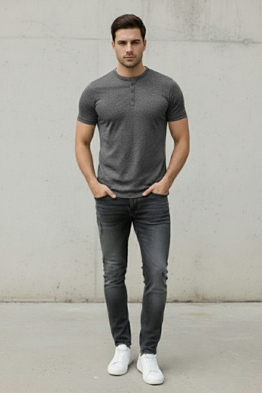 Men's Summer Charcoal Henley T-Shirts