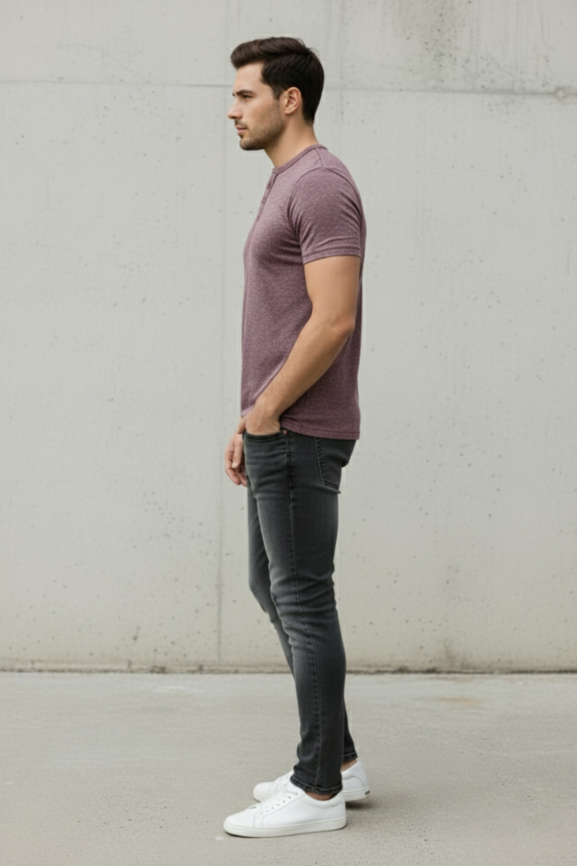 Men's Summer Smoky Pink Henley T-Shirts
