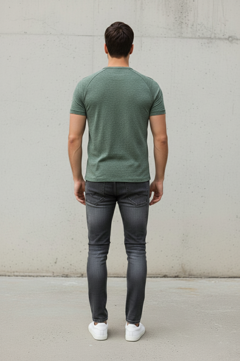 Men's Summer Smoky Green Henley T-Shirts