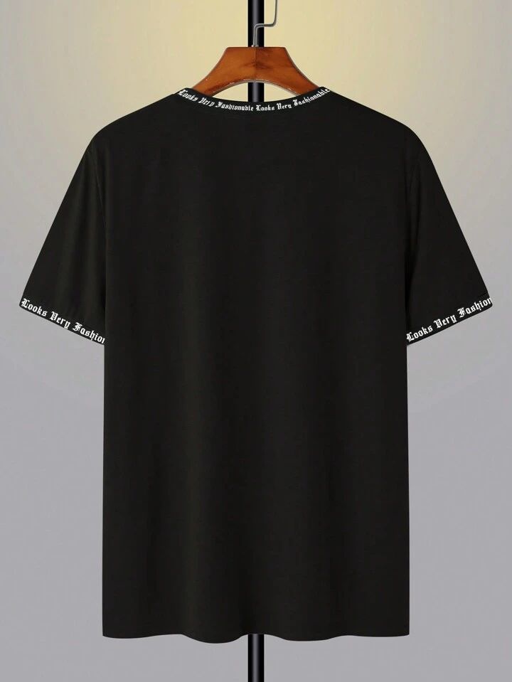 Men's Letter Graphic Contrast Drop Shoulder.