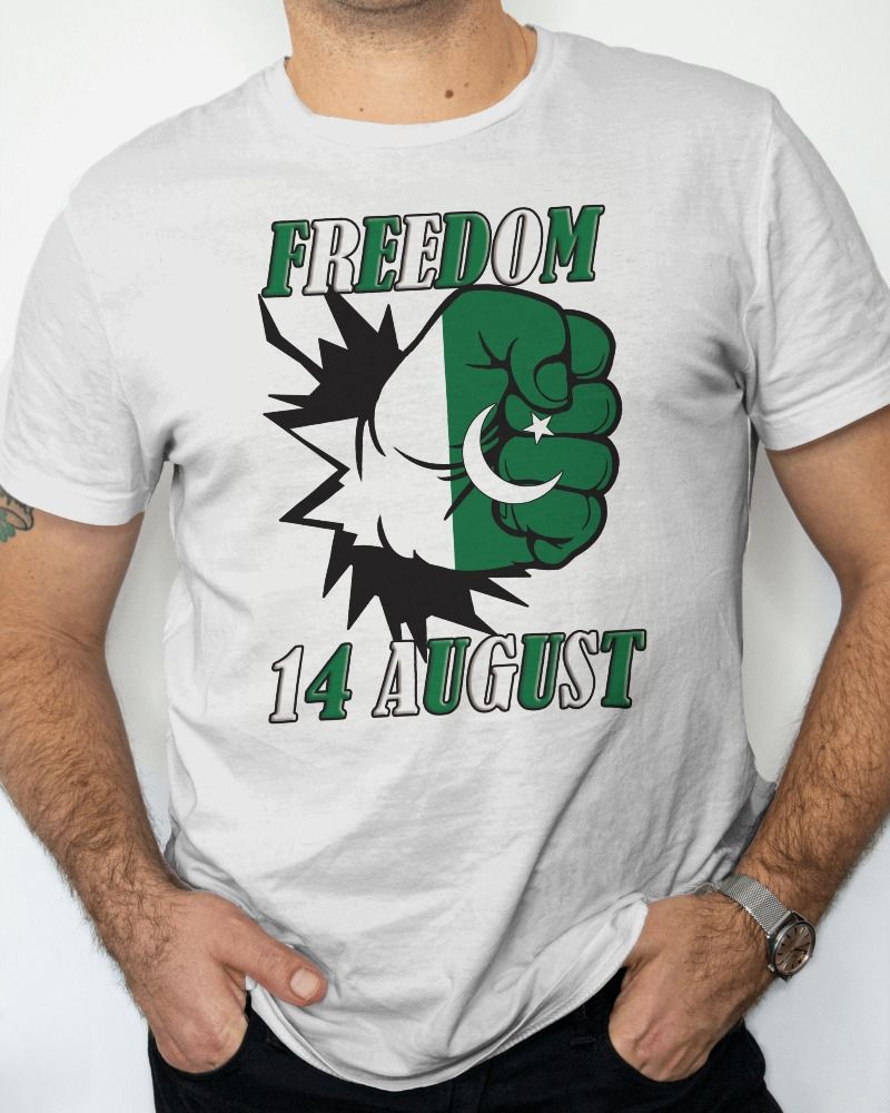 Mens Half Sleeve Patriotic Pakistan Printed T Shirt