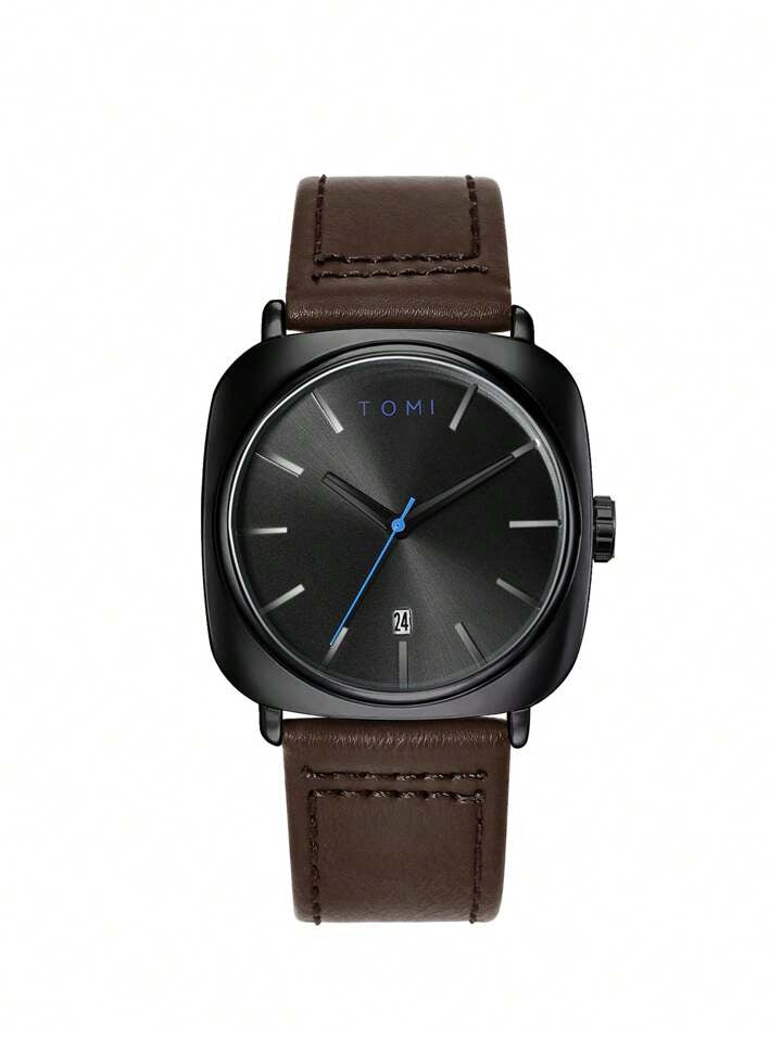 Men's TOMI T-084 Watch Quartz Date Leather Strap