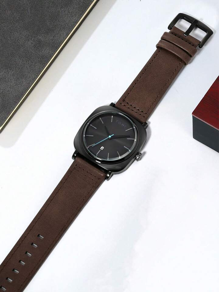 Men's TOMI T-084 Watch Quartz Date Leather Strap