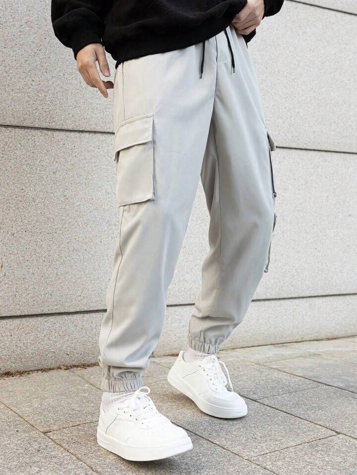 Men's Grey Flap Pocket Cargo Pant / Trouser.