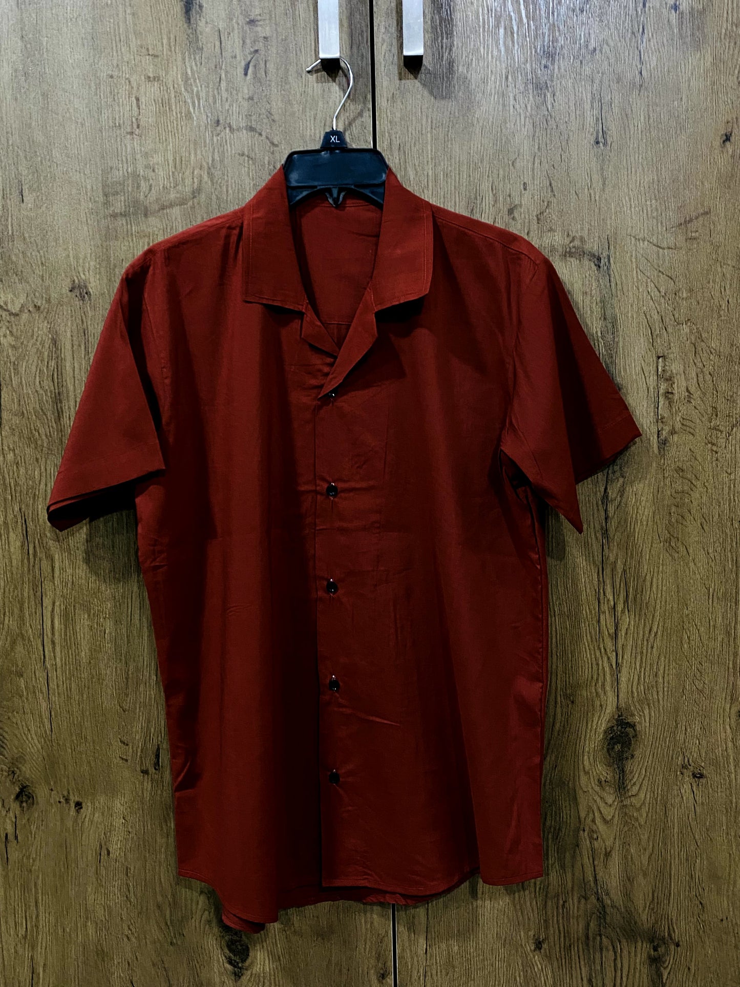 Men's Casual Solid Silk Red Color Shirt.