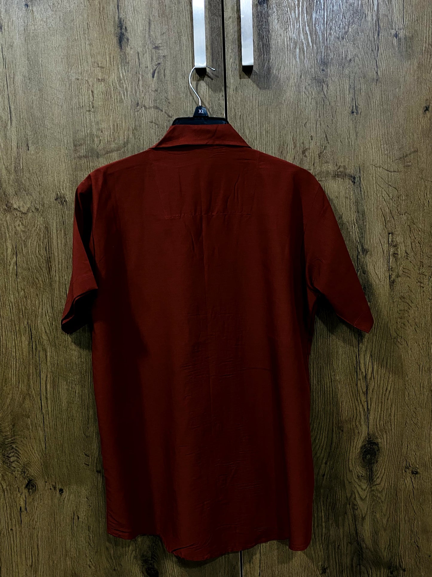 Men's Casual Solid Silk Red Color Shirt.