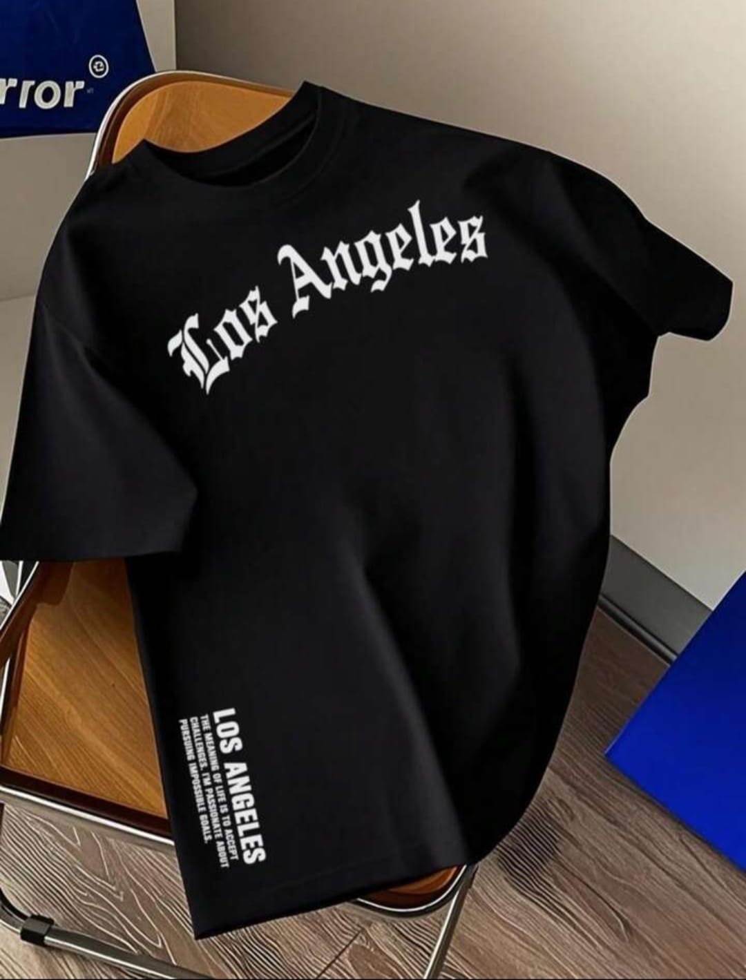 Men's New Los Angles Printed Letter Drop shoulder.
