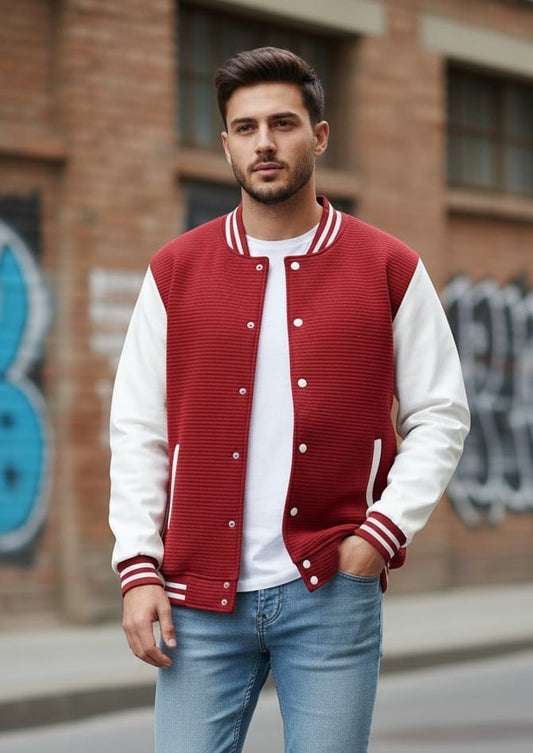 Men's New Jacquard Baseball Textured Jacket.