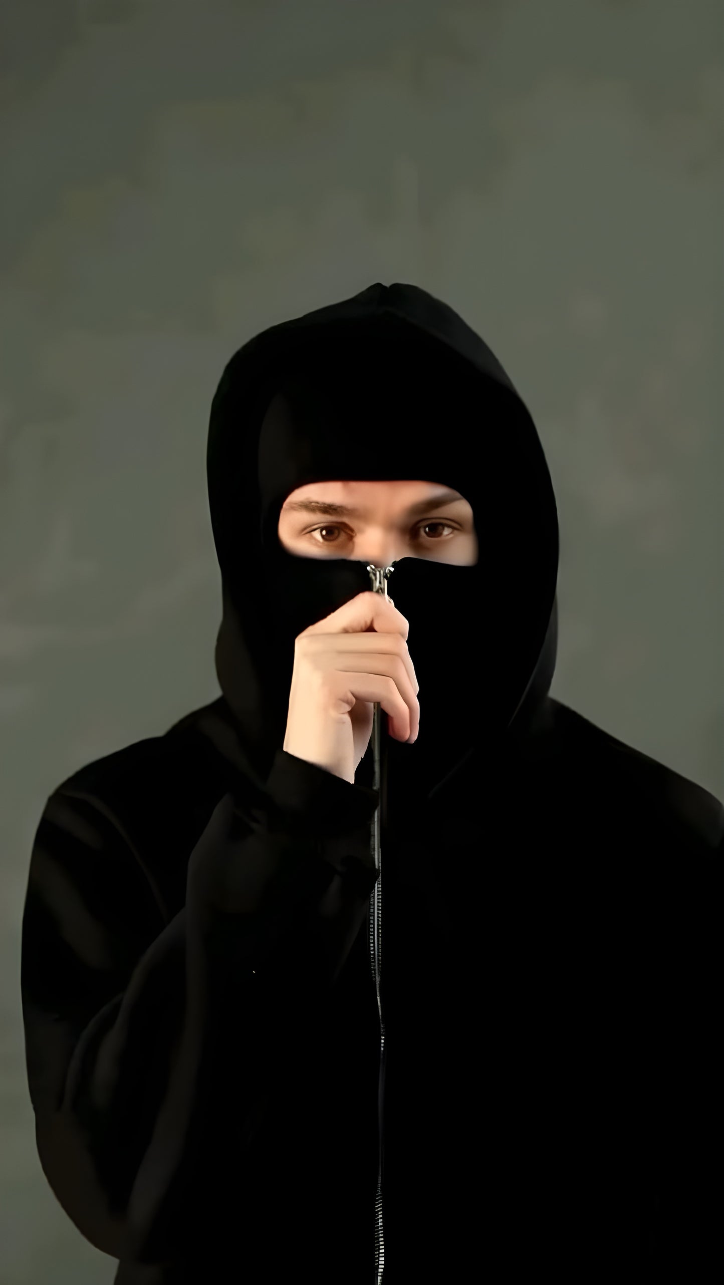 Men's New Balaclava Zipper Hoodie.