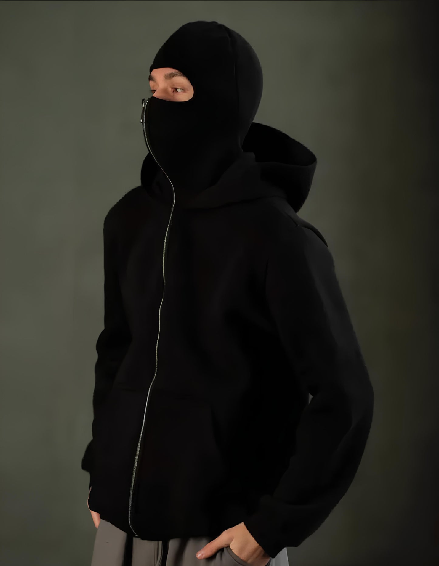 Men's New Balaclava Zipper Hoodie.