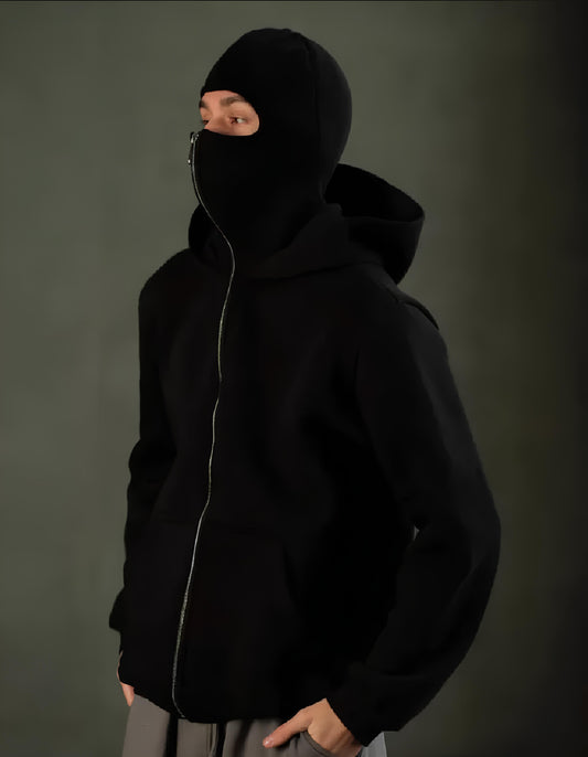 Men's New Balaclava Zipper Hoodie.