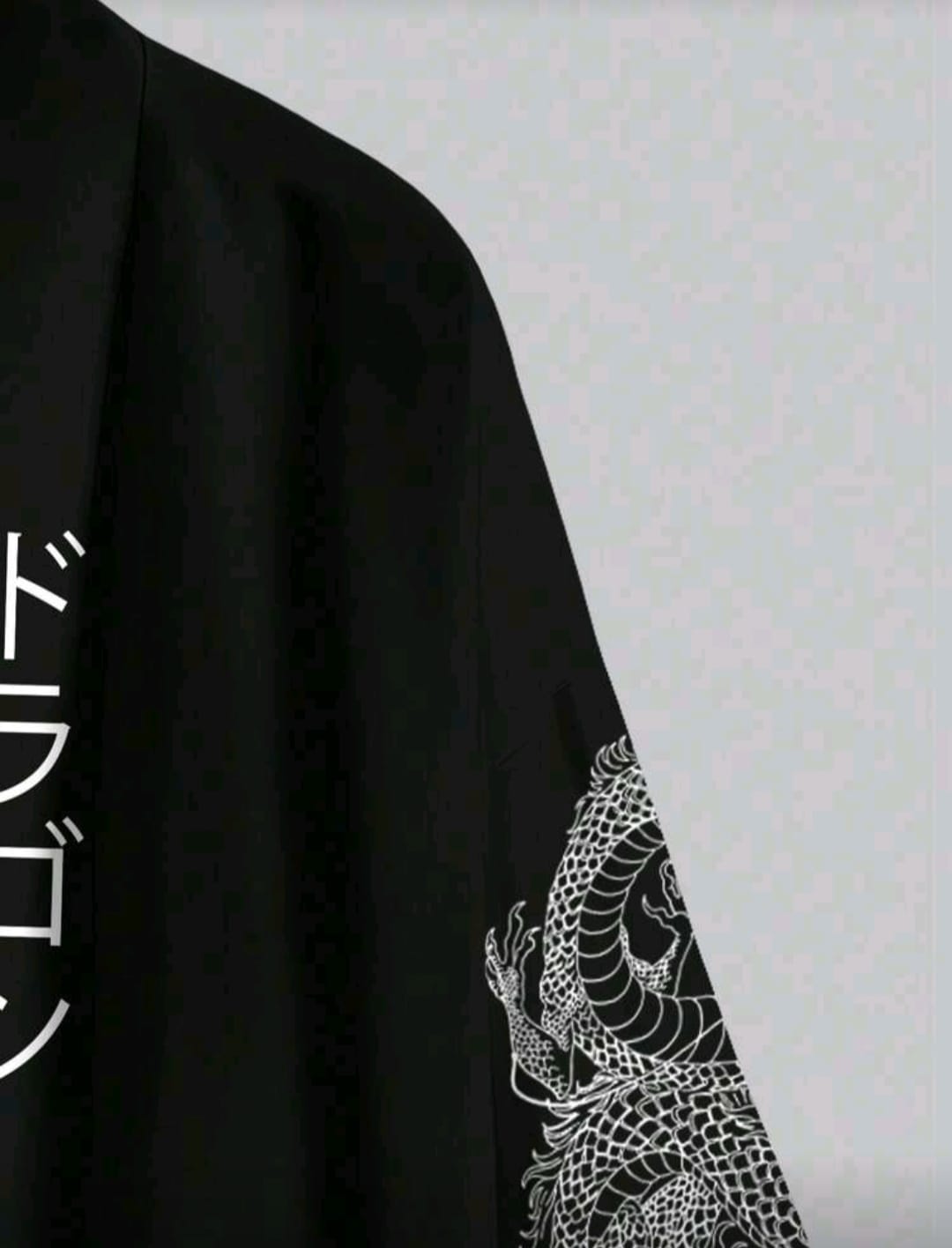 Men's Dragon Printed Kimono Drop Shoulder Shirt Without Tee.