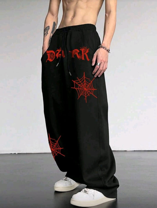 Men's Letter Graphic Drawstring Waist Slant Pocket Sweatpants.