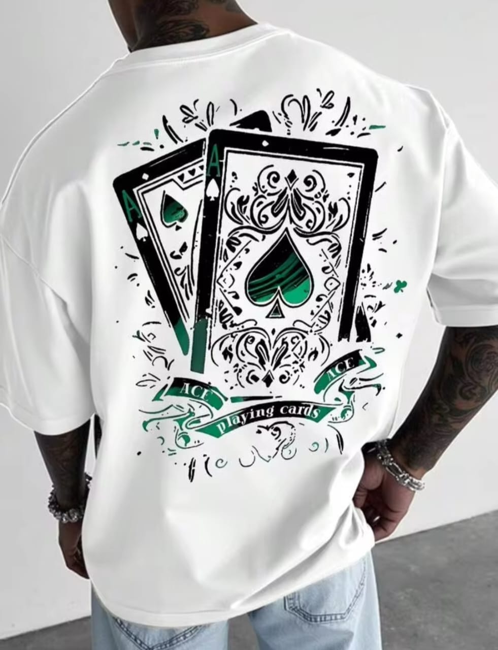 Men's New Graphic Printed Cards Drop shoulder.