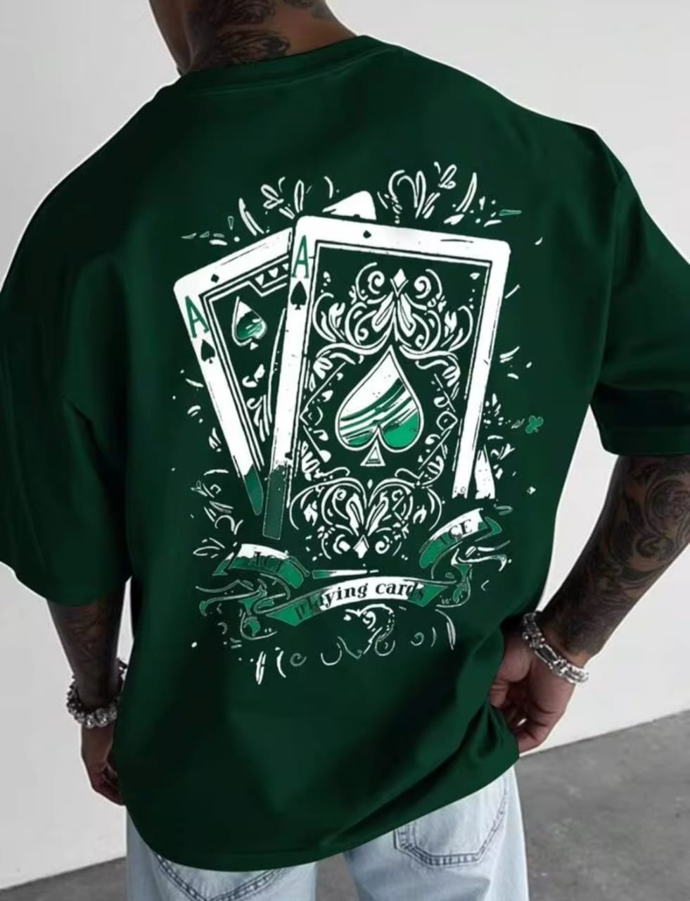 Men's New Graphic Printed Cards Drop shoulder.