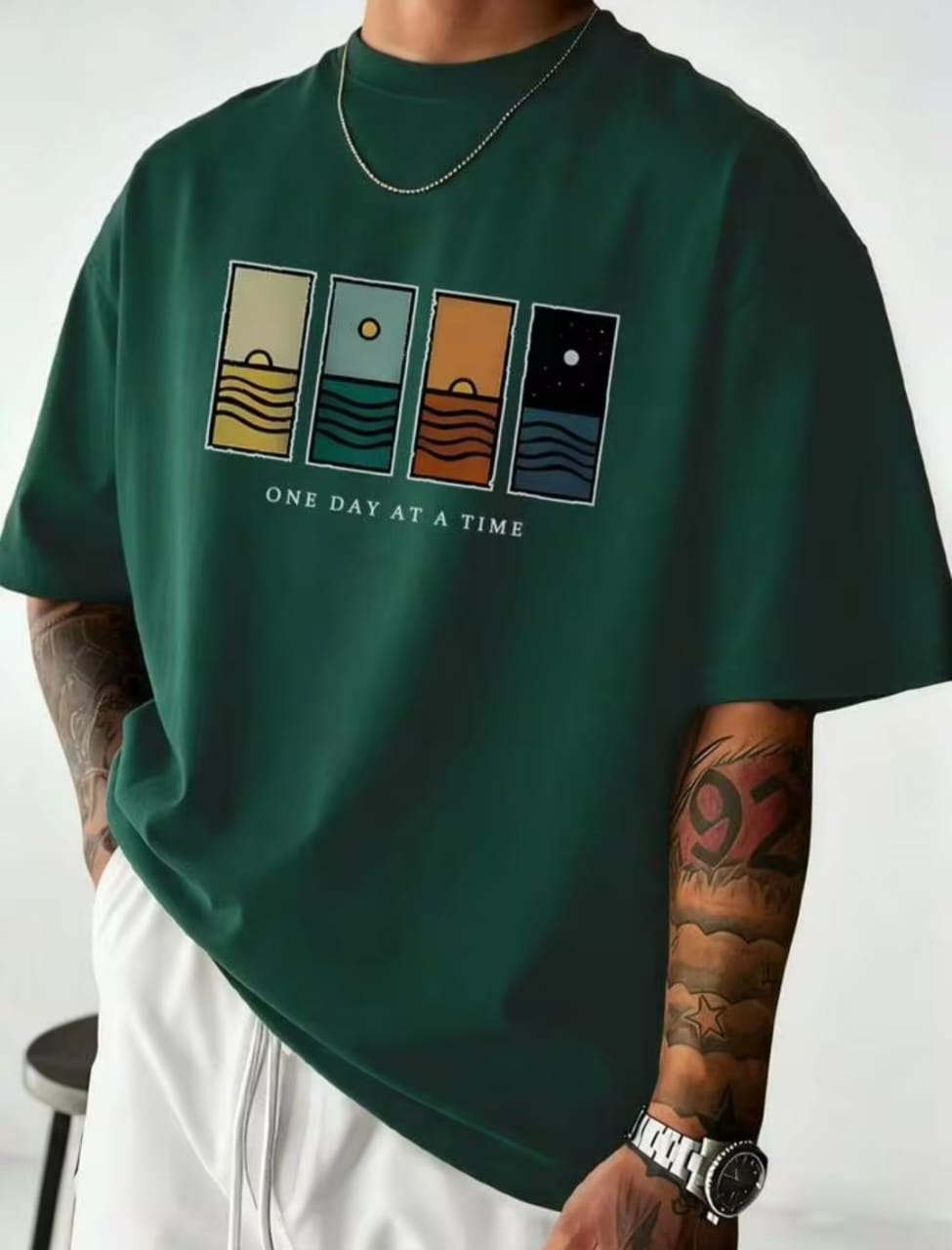 Men's Day And Night Time Printed Drop shoulder.