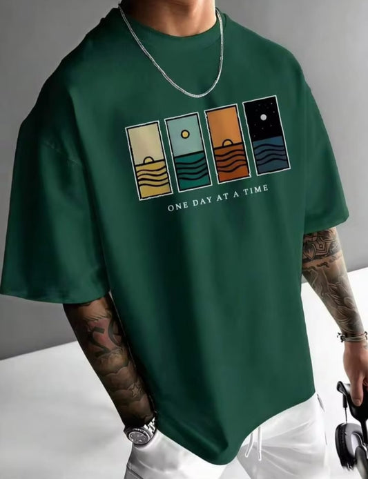 Men's Day And Night Time Printed Drop shoulder.