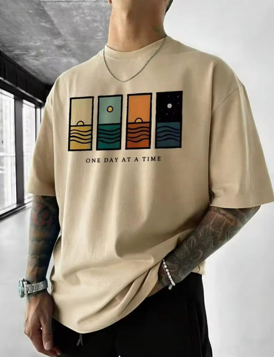 Men's Day And Night Time Printed Drop shoulder.