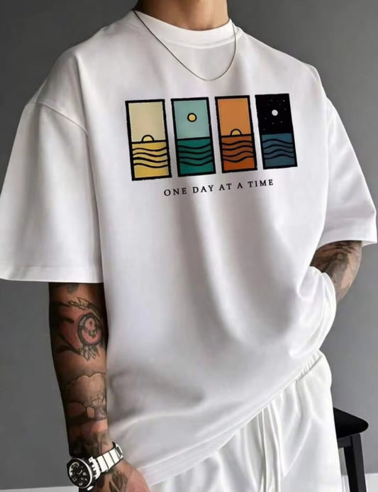 Men's Day And Night Time Printed Drop shoulder.