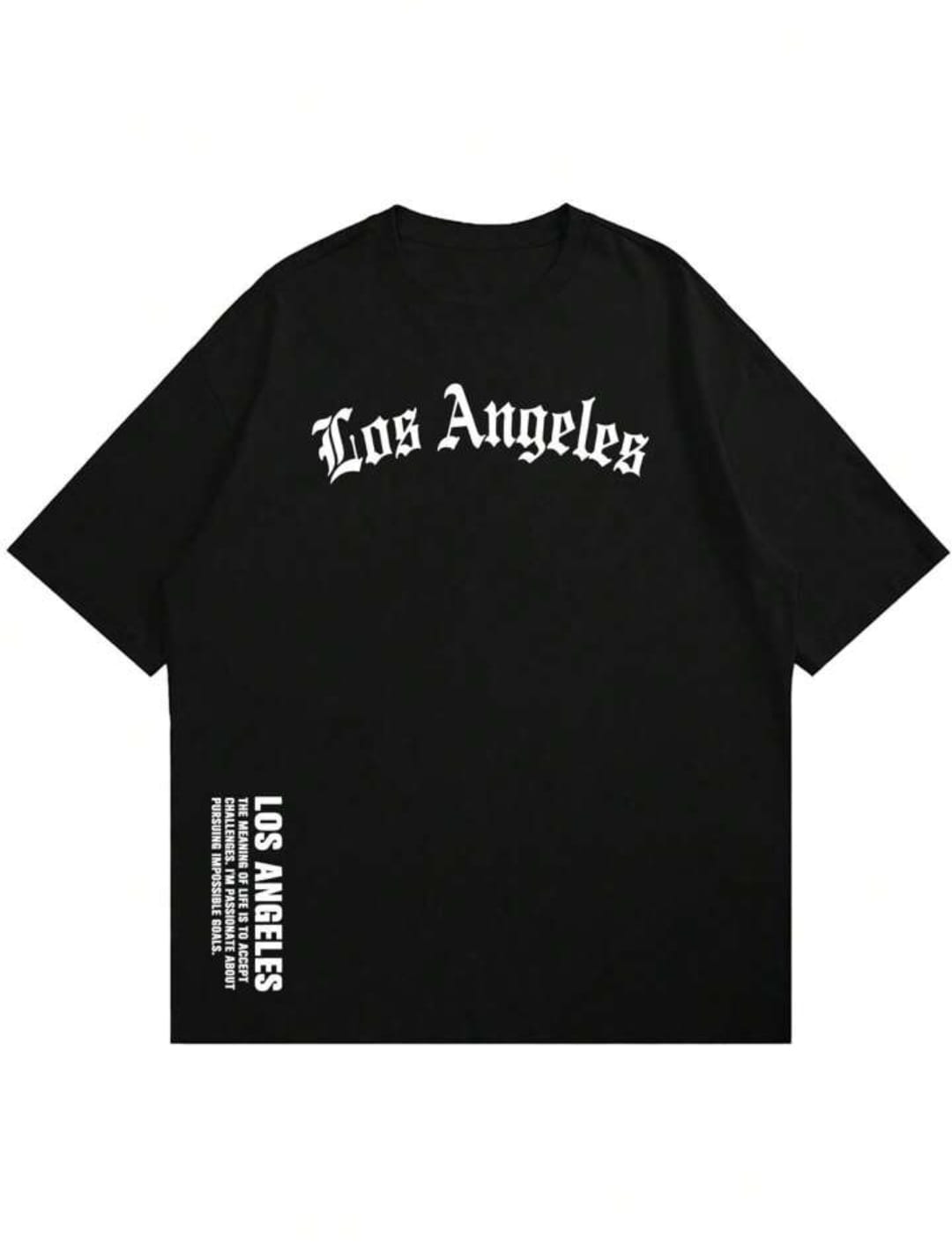 Men's New Los Angles Printed Letter Drop shoulder.