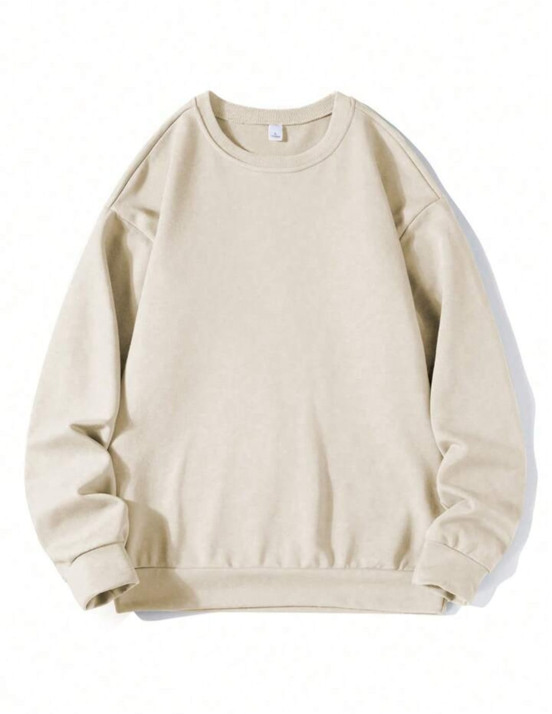 Men's Solid Color Crew Neck Long Sleeve Pullover Sweatshirt.