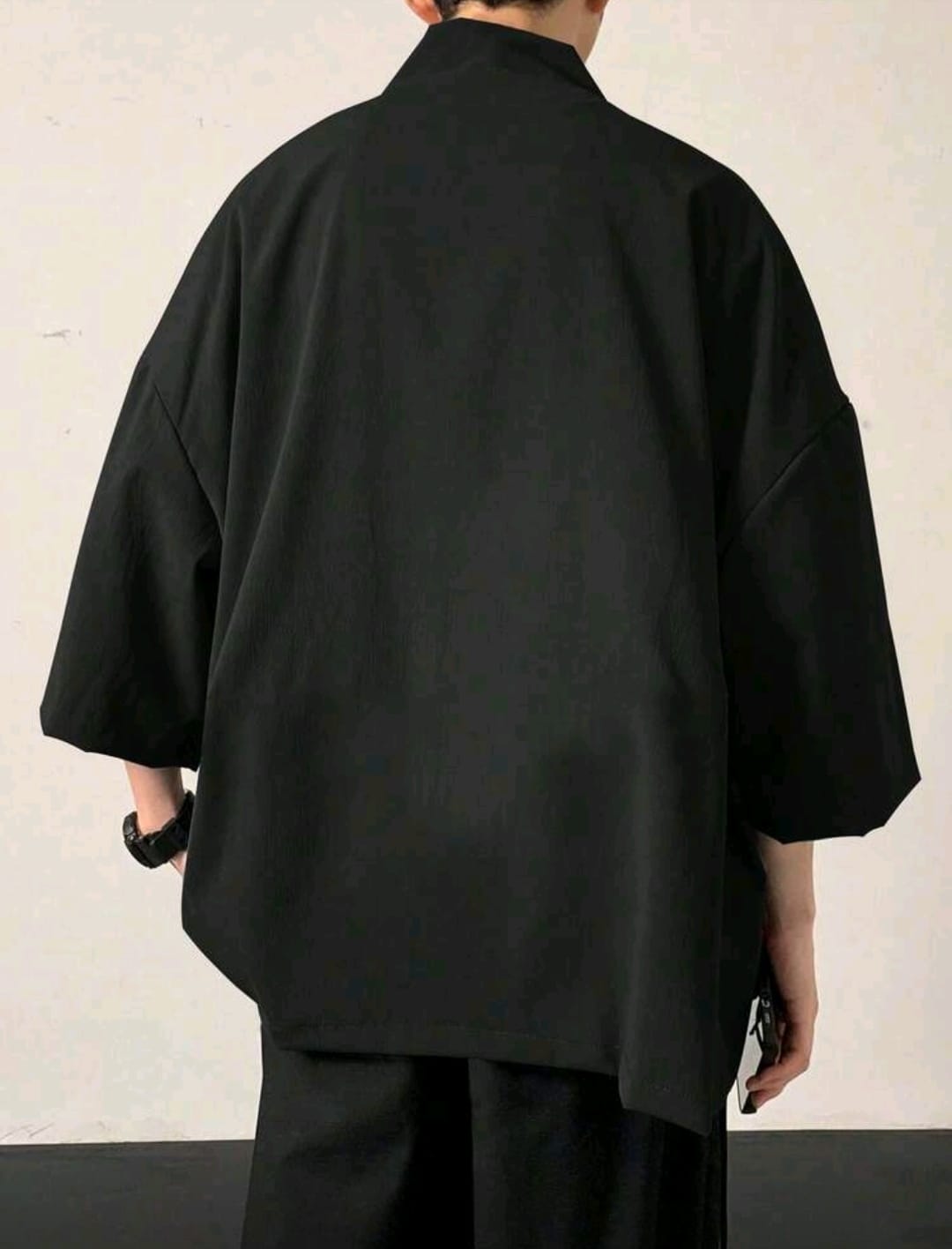 Men's Solid Kimono Drop Shoulder Shirt Without Tee.