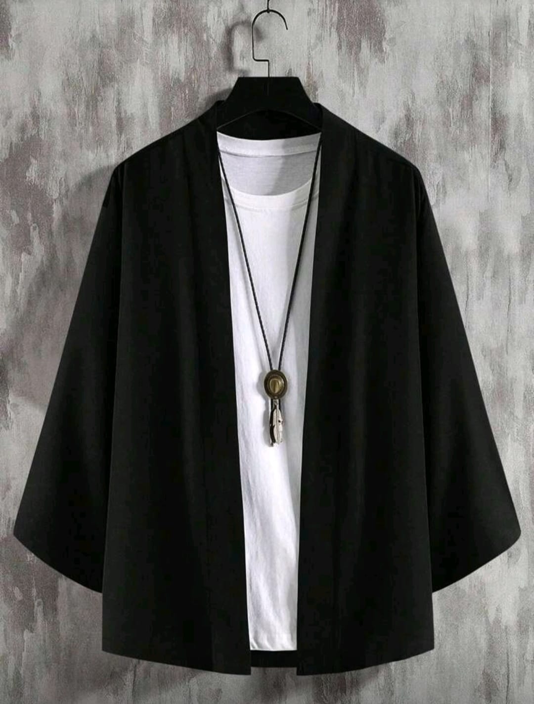 Men's Solid Kimono Drop Shoulder Shirt Without Tee.