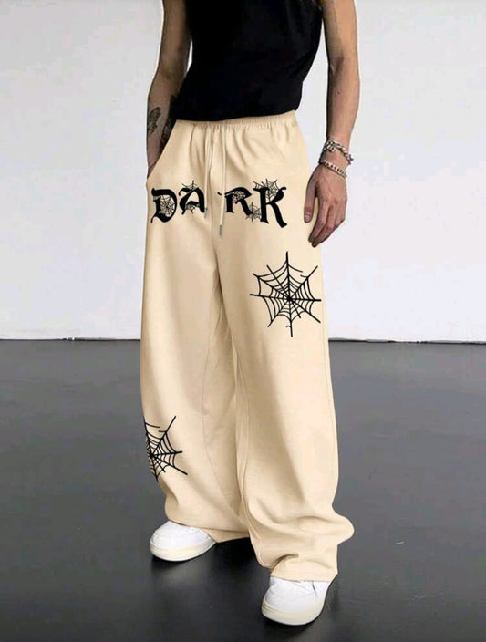 Men's Letter Graphic Drawstring Waist Slant Pocket Sweatpants.
